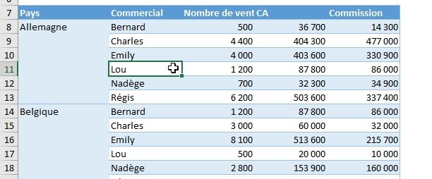 Excel formation - remplir cellules vides - 02