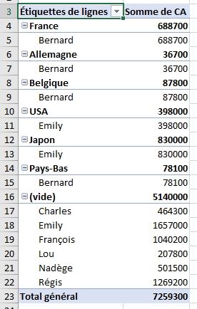 Excel formation - remplir cellules vides - 06