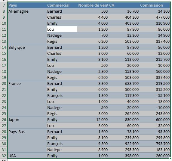 Excel formation - remplir cellules vides - 07