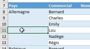 Excel formation - remplir cellules vides - 11