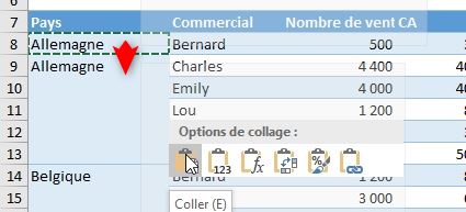 Excel formation - remplir cellules vides - 12