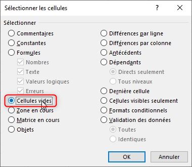 Excel formation - remplir cellules vides - 15