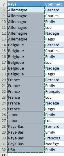 Excel formation - remplir cellules vides - 19