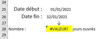 Excel formation - calculer jours ouvrés - 13
