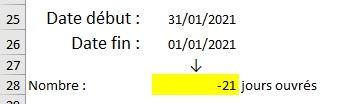 Excel formation - calculer jours ouvrés - 14