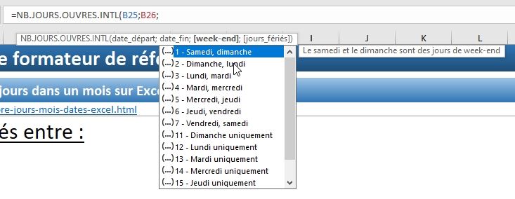 Excel formation - calculer jours ouvrés - 18