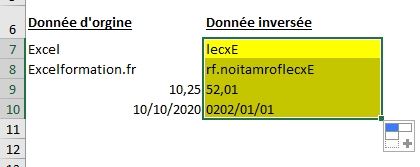 Excel formation - créer une fonction excel pour écrire envers - 04