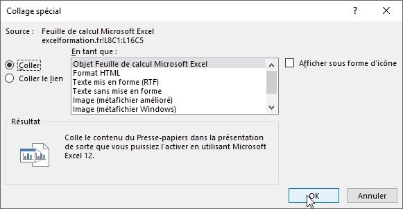 Excel formation - transferer tableau excel dans po - 06