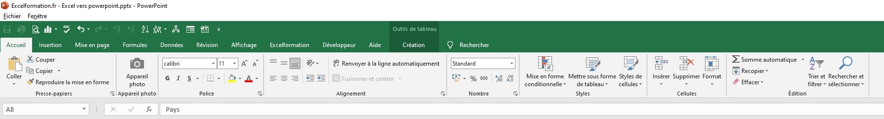 Excel formation - transferer tableau excel dans po - 09