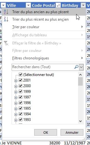 Excel formation - tri et filtre tableau de données excel - 10