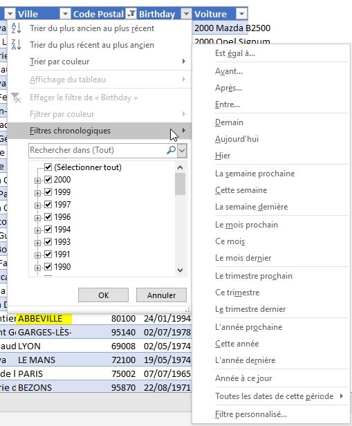 Excel formation - tri et filtre tableau de données excel - 26