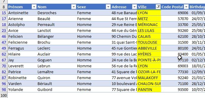 Excel formation - tri et filtre tableau de données excel - 29