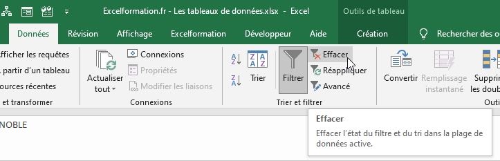 Excel formation - tri et filtre tableau de données excel - 31