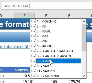 Excel formation - fonction SOUS.TOTAL - 07