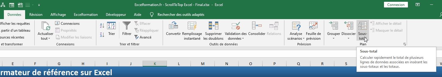 Excel formation - fonction SOUS.TOTAL - 13