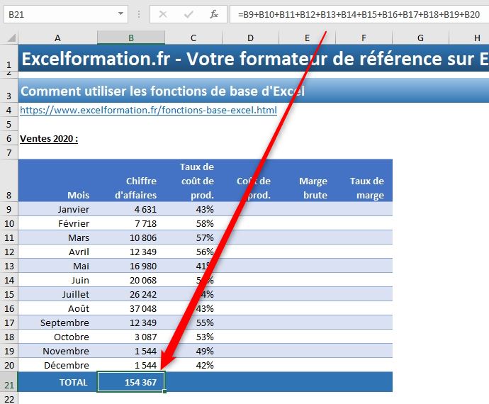 Excel formation - fonctions de base - 02