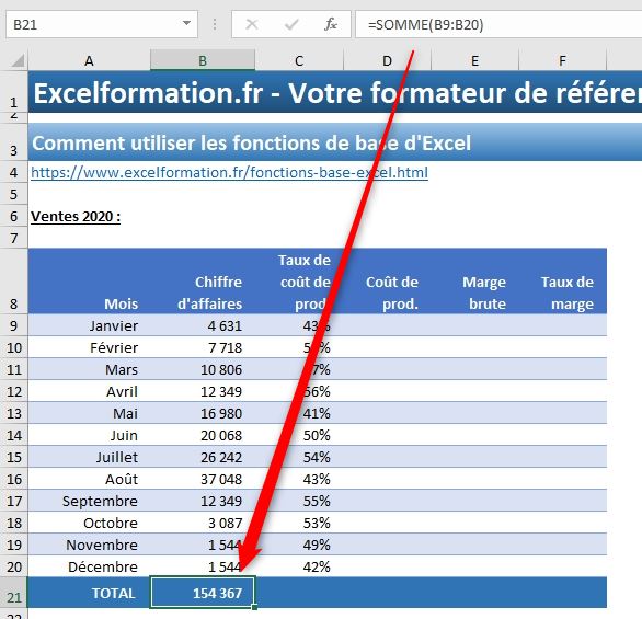 Excel formation - fonctions de base - 03