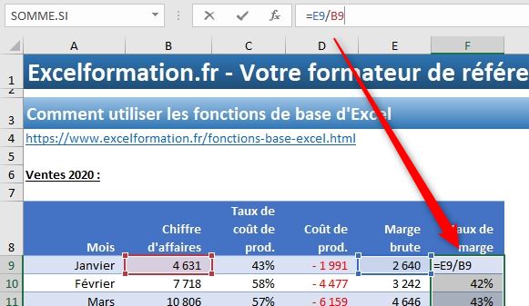 Excel formation - fonctions de base - 09