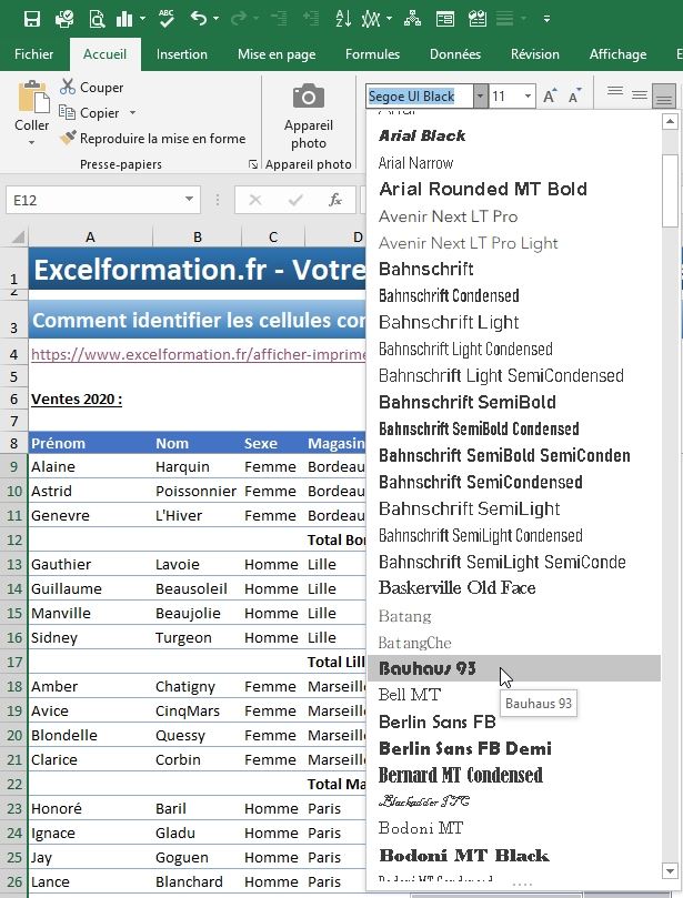 Excel formation - identifier les formules - 09