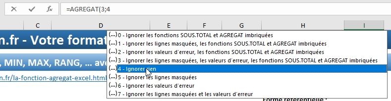 Excel formation - La fonction AGREGAT - 06