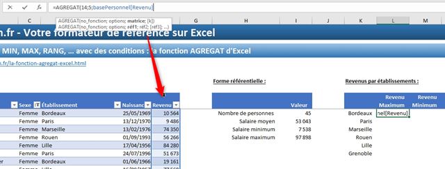 Excel formation - La fonction AGREGAT - 04