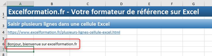 Excel formation - plusieurs lignes dans cellule excel - 01