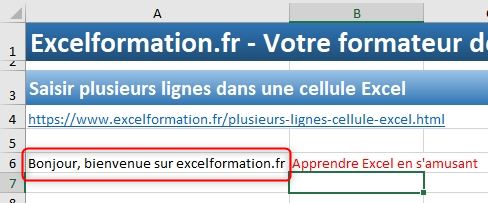 Excel formation - plusieurs lignes dans cellule excel - 05