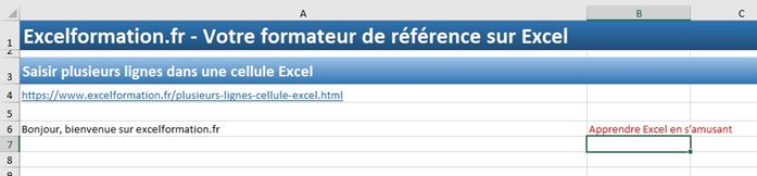 Excel formation - plusieurs lignes dans cellule excel - 06