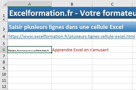 Excel formation - plusieurs lignes dans cellule excel - 09