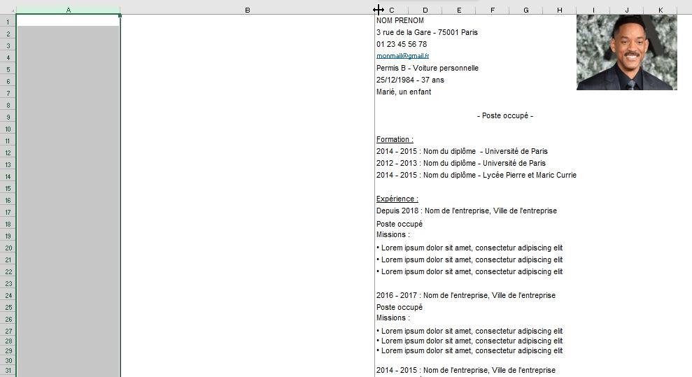 Excel formation - créer un cv moderne - 03