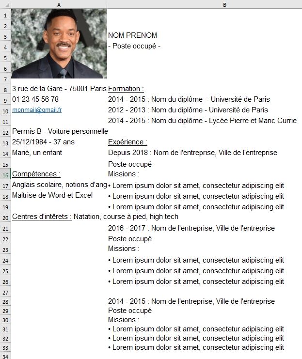 Excel formation - créer un cv moderne - 05