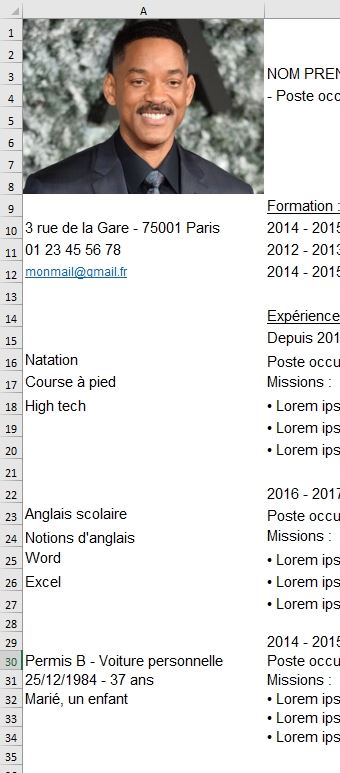 Excel formation - créer un cv moderne - 06