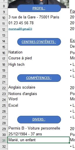 Excel formation - créer un cv moderne - 12