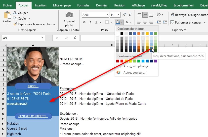 Excel formation - créer un cv moderne - 13