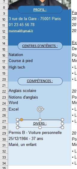 Excel formation - créer un cv moderne - 14