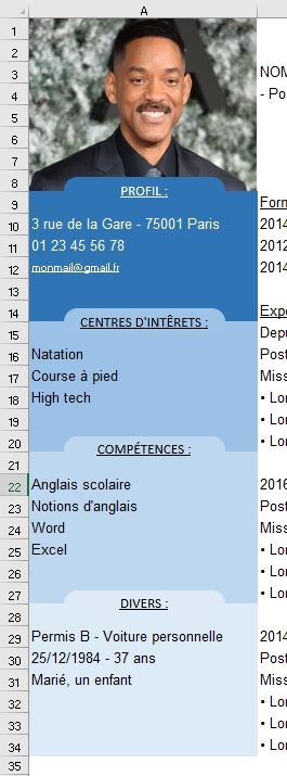 Excel formation - créer un cv moderne - 17