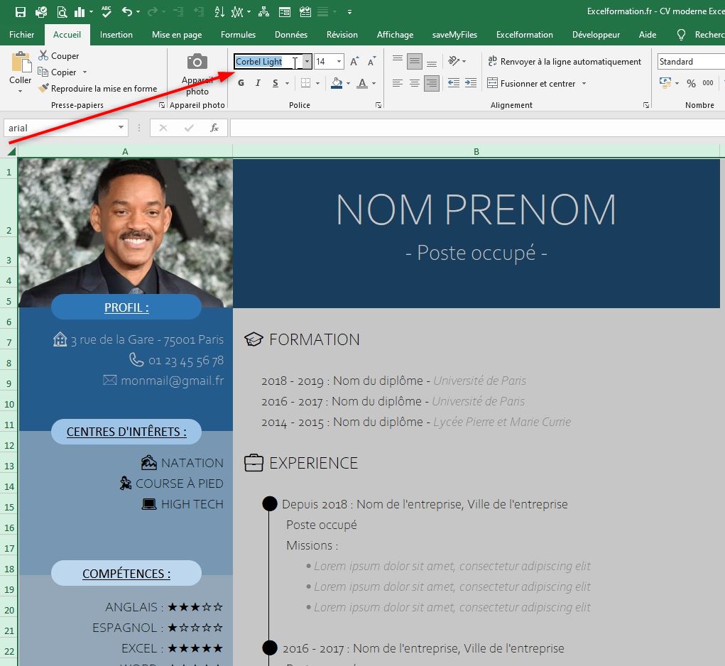 Excel formation - créer un cv moderne - 27