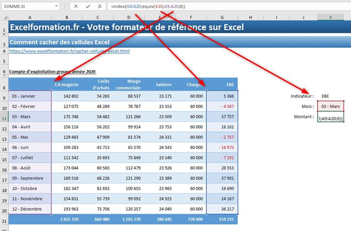 Excel formation - la fonction index-equiv - 02