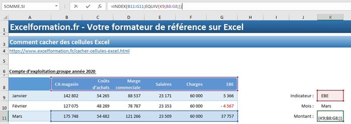 Excel formation - la fonction index-equiv - 05