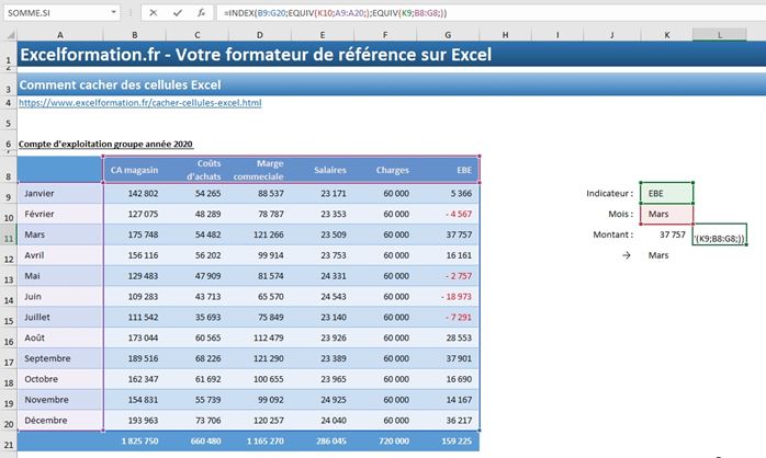 Excel formation - la fonction index-equiv - 07