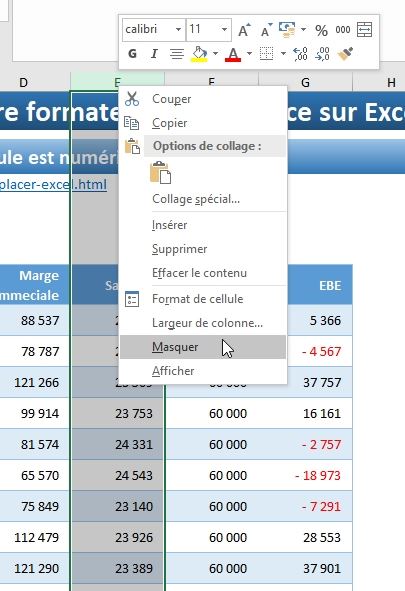 Excel formation - masquer des formules et données dans excel - 03