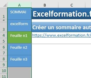 Excel formation - Sommaire automatique - 13