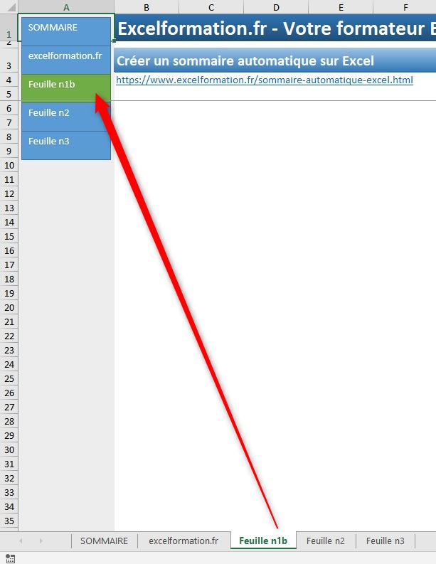 Excel formation - Sommaire automatique - 15