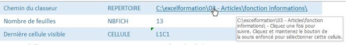 Excel formation - fonction informations - 06