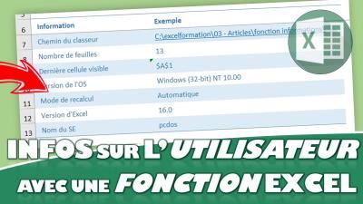 Comment obtenir des informations sur l’utilisateur du fichier Excel avec la fonction INFORMATIONS() ?