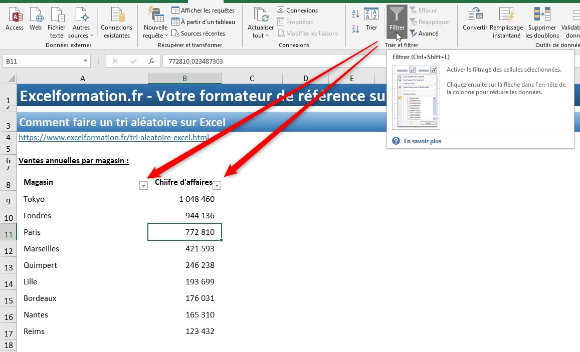 Excel formation - tri aleatoire - 06