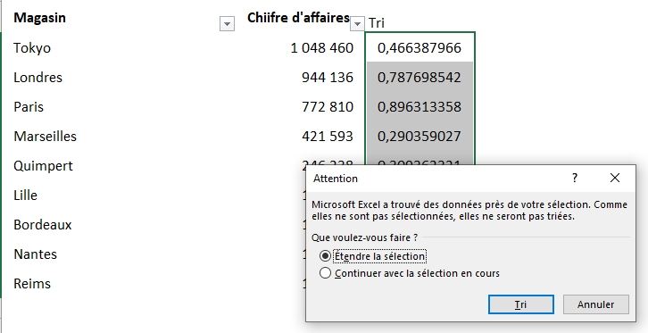 Excel formation - tri aleatoire - 12