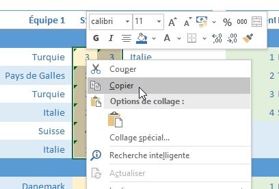 Excel formation - tableau des scores Euro 2021 - 05