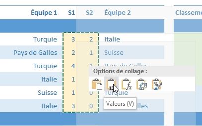 Excel formation - tableau des scores Euro 2021 - 06