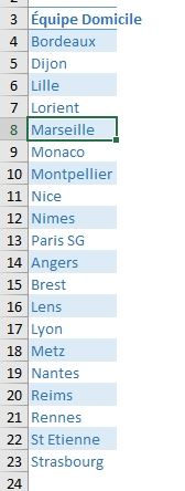 Excel formation - classement football - 13